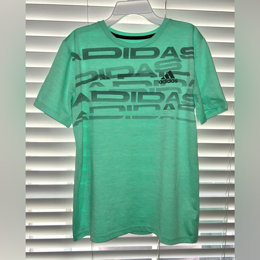 Boys Green Adidas Logo Shirt